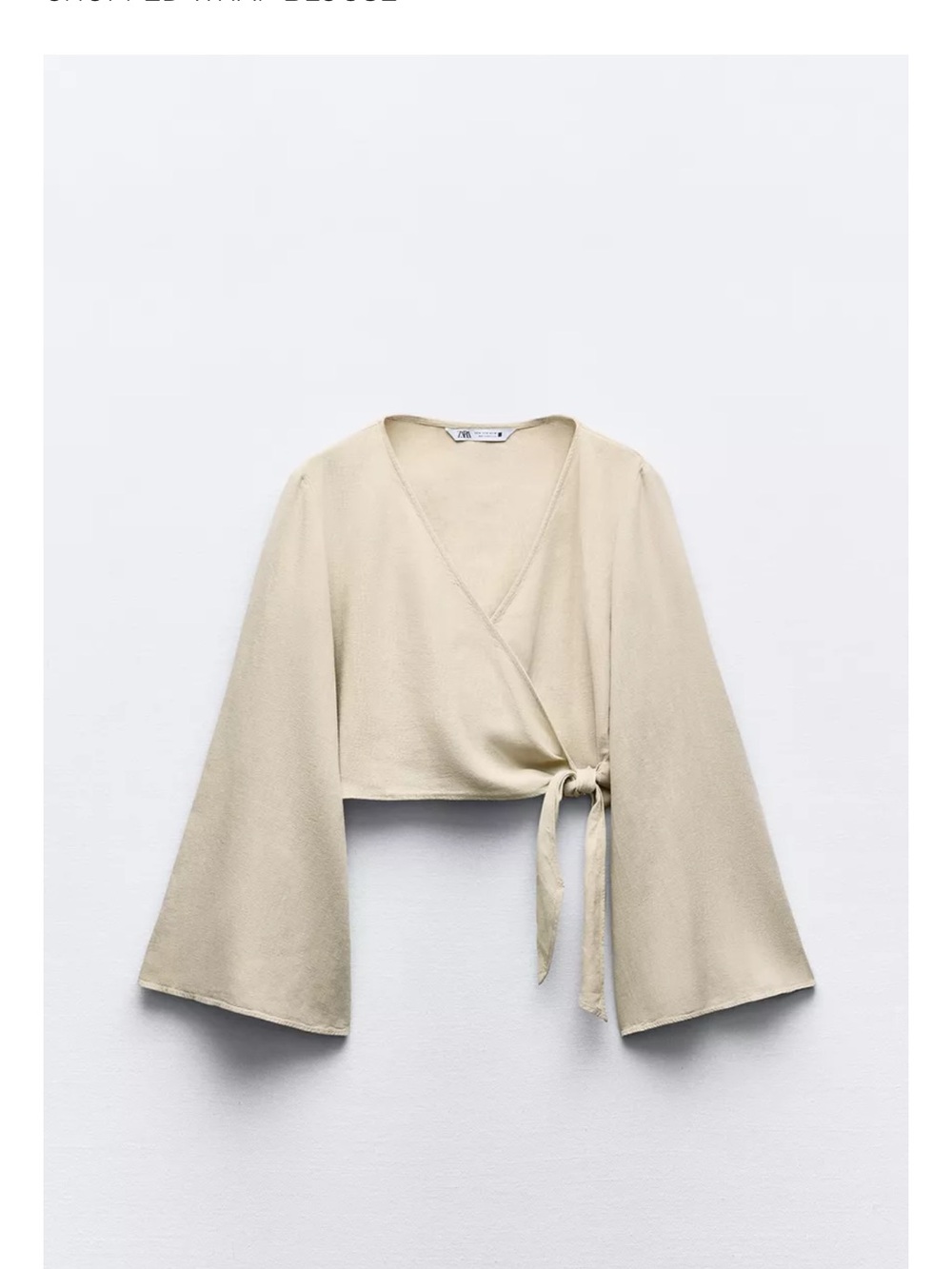 Zara Cream Wrap Crop Top with Tie